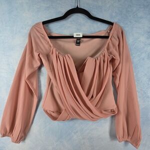 Windsor Mauve Pink Draped Surplice Off Shoulder Crop Top Blouse WT2017 Small